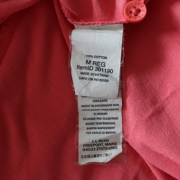 L.L. Bean Men's Sz M-R Salmon Polo Golf Stretch Pocket T-Shirt Short Sleeve Top - Picture 11 of 13